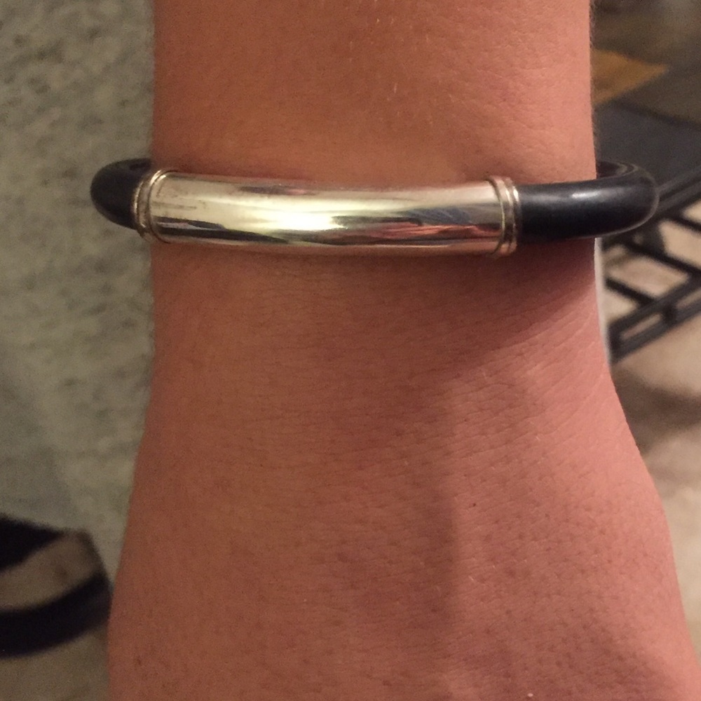 Unisex Sterling silver and rubber bracelet